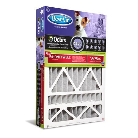 lot 8510 image: BENT SEE PICS - BestAir PFHW1625-11CR Carbon Infused Honeywell 16x25x4 Series 2500 Merv 11 Furnace Filter