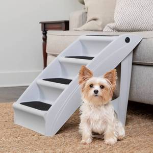 lot 38123 image: PetSafe CozyUp Folding Dog Stairs - Pet Stairs for IndoorOutdoor at Home or Travel - Dog Steps for High Beds - Pet Steps with Siderails, Non-Slip Pads - Durable, Support up to 150 lbs - Large, Gray (B084SXF9Y8)
