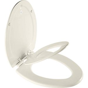 lot 38124 image: MAYFAIR 1888SLOW 346 NextStep2 Toilet Seat with Built-In Potty Training Seat, Slow-Close, Removable that will Never Loosen, ELONGATED, BiscuitLinen