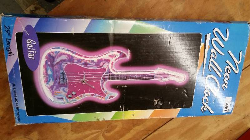 lot 4000 image: Neon Guitar Wall Clock