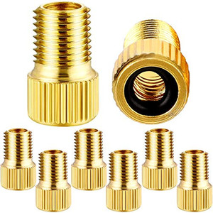 lot 2256 image: Brass (8 Pack) Presta Valve Adapter, Convert Presta to Schrader with O Ring Seal, FrenchUK to US, for Mountain Bikes, Heavy Duty Bike Accessories, Using Standard Pump or Air Compressor
