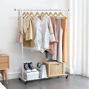 lot 2269 image: UDEAR Garment Rack Freestanding Hanger,Multi-functional Portable Clothing Rack with Wheels,White