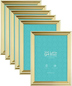 lot 3165 image: LaVie Home 5x7 Picture Frames(6 Pack, Gold)Wall or Tabletop Display, Graceful Beveled Detail Design Photo frames with High Definition Glass, Perfect for Home Decor, Set of 6 Basic Collection