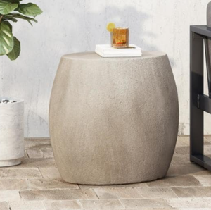 lot 3195 image: Edmonton Light Grey Round Stone Outdoor Side Table