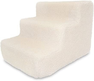 lot 3206 image: Best Pet Supplies ST220T-S Foam Pet StairsSteps, 3-Step, Lambswool