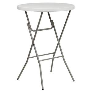 lot 3220 image: Flash Furniture 2.63-Foot Round Granite White Plastic Bar Height Folding Table