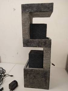 lot 3221 image: Sunnydaze Outdoor Ripple Water Fountain with Lights, Garden and Patio Waterfall, 35 Tall