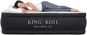 lot 3233 image: King Koil California King Deluxe Elevated Air Mattress with 120V AC High Capacity Built-in Air Pump, Quilted Comfort Top, Airbed for Home, Travel and Camping