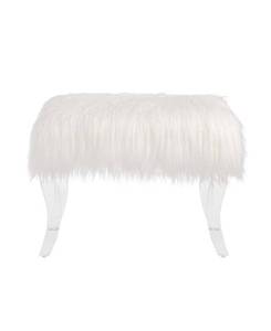 lot 3243 image: Glitzhome 24.02 L Faux Fur Upholstered Bench with Acrylic Legs