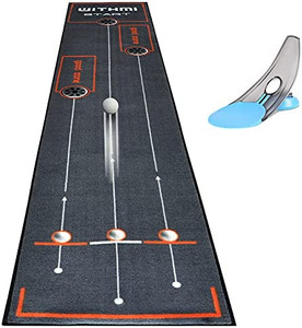lot 3296 image: BNT Golf Putting Mat, Golf Mat 8.20ft x 1.64ft, with Premium Pressure Putt Trainer, Simulated Putting Green, Putting Mat for Indoors