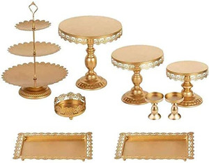 lot 3338 image: Gold cake and Cupcake Stand Set only one cake stand