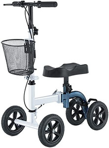 lot 3350 image: RINKMO Knee Scooter,All-Terrain Foldable Knee Scooter Walker Economical Knee Scooters for Foot Injuries Best Crutches Alternative (WhiteBlue)