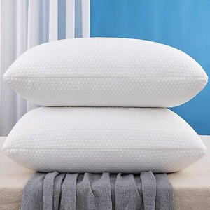 lot 3351 image: Molblly King Size Pillows 2 Pack, Shredded Memory Foam Bed Firm Pillows