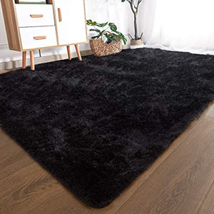 lot 3361 image: YOH Ultra Soft Shaggy Rug for Bedroom Dorm, Black 4x6 ft Anti-Skid Fluffy Carpet for Kids Room, Modern Large Plush Area Rugs for Living Room, Fuzzy Rug WHITE not black