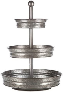 lot 3364 image: Galvanize Your Home� 3 Tier serving tray galvanized farmhouse stand