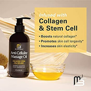 lot 6908 image: M3 Naturals Anti Cellulite Massage Oil Infused with Collagen and Stem Cell Help Tighten Tone Stretch Marks  Skin Firming Cellulite Remover Treatment  8 Fl Oz