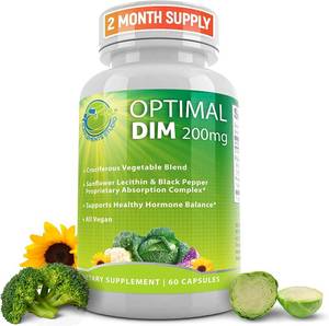lot 6913 image: Optimal DIM Supplement 200mg Plus �� Estrogen Balance �� Organic Whole Foods, Sunflower LecithinBioPerine Proprietary Absorption Complex, Aromatase Inhibitor, All Vegan, 60 DRcaps