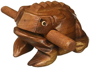 lot 6953 image: Deluxe Large 4 Wood Frog Guiro Rasp - Percussion Musical Instrument Tone Block - by World Percussion USA