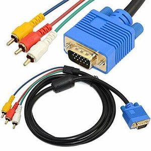 lot 6963 image: 5FT  1.5M VGA to 3 RCA Cable VGA Male Cable 15 pin Digital to Analog PC TV