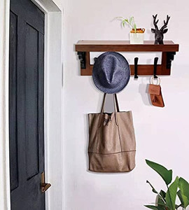lot 7017 image: Floating Shelves for Wall with Hooks