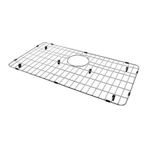 lot 7036 image: LQS Stainless Steel Kitchen Sink Bottom Grid and Sink Protector, Protective Sink Grid 26 x 14 Inches with Rear Drain for Single Sink Bowl