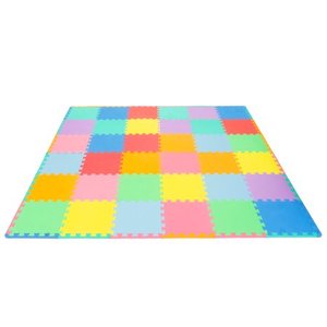 lot 7039 image: ProSource Kids Solid Colors Foam Puzzle Floor Play Mat 36 or 16 tiles