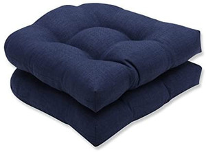 lot 7044 image: Pillow Perfect OutdoorIndoor Rave Indigo Tufted Seat Cushions