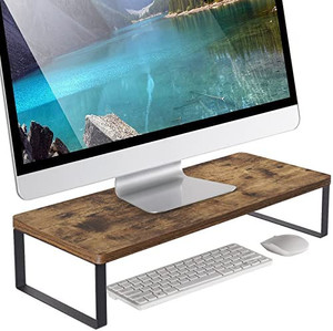 lot 7048 image: Wood Monitor Stand Riser With Metal Legs Varies From Stock Photos