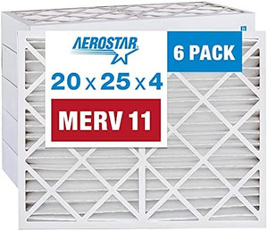 lot 7629 image: Aerostar 20x25x4 MERV 11 Pleated Air Filter 6 Pack