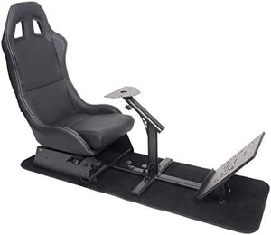 lot 8302 image: Racing Seat Gaming Chair Simulator Cockpit Steering Wheel Stand Xbox Playstation