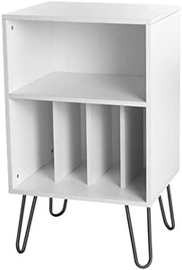 lot 8307 image: Bedside Table Storage Rack Living Room Bedroom Kitchen Home and Office Stabilized Wood and Metal Base Brackets, ITEM IS BLACK NOT WHITE