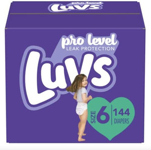 lot 8318 image: Luvs Pro Level Leak Protection Diapers, Size 6 - 144 ct. (Over 35 lb.)