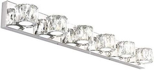 lot 8362 image: Aipsun 6 Lights 41in Crystal Vanity Lights Over Mirror Long Bathroom Lighting Fixture Modern LED Vanity Light for Bathroom,White Light 6000K