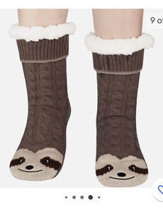 lot 8390 image: Jeasona Womens Fuzzy Slip on Sloth Socks