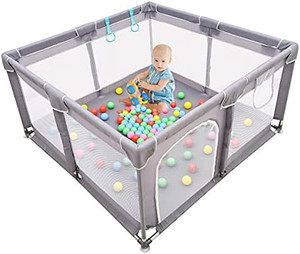 lot 8439 image: Baby Playpen , Baby Playard, Playpen for Babies with Gate, Item May Differ From Stock Photos