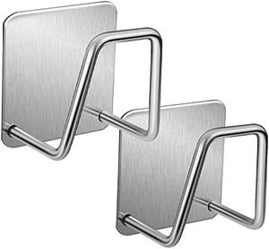 lot 9714 image: 2Pack Adhexitol Sponge Holder for Kitchen Sink, Strong Adhesive Small Sponge Holder Rustproof & Waterproof Kitchen Sink Caddy - Minimal Size Save Sink Space- SUS304 Stainless Steel,Quick Drying bonus 4 each in this lot