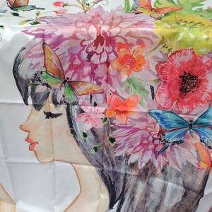 lot 9734 image: WATER COLOR FLOWER SHOWER CURTAIN