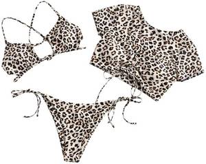 lot 9752 image: ZAFUL Womens Tie Dye Cinched String Triangle Bikini Set Three Piece Swimsuit size 4