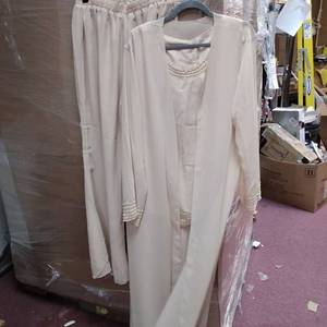 lot 9780 image: FASHION OUTFIT 3 PC SHOET SLEEVE TOP , PANTS, SHEER LONG COVER SIZE 14