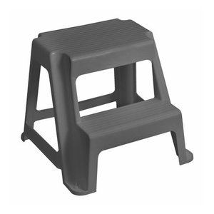 lot 108 image: Gracious Living 18.75-Inch Tall Sturdy Non Slip Plastic 2-Level Home Step Stool Grey