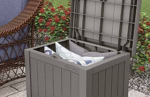 lot 110 image: Suncast - Small Resin Patio Storage Deck Box and Seat