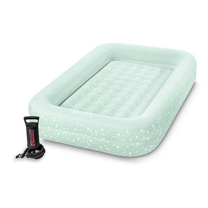 lot 135 image: Intex - Kids Travel Air Mattress Inflatable Bed with Raised Sides and Hand Pump - Gray