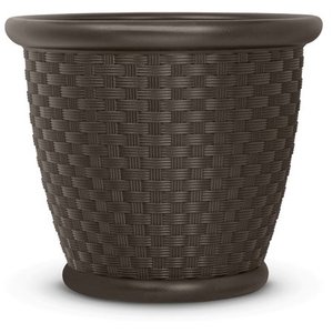 lot 186 image: Suncast 22 x 22 x 20 Round Brown Resin Plant Planter
