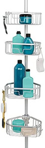 lot 199 image: Zenna Home NeverRust Rustproof Tension Pole Shower Caddy, Satin Chrome