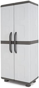 lot 200 image: Homeplast Leto 55 lb. Capacity Indoor Outdoor Shoe Rack Storage Cabinet with 2 Moveable Shelves, Holds 20 Pairs, GrayAnthracite
