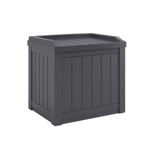 lot 217 image: Suncast SS601C 22 Gallon Outdoor Patio Small Deck Box w Storage Seat Cyberspace