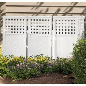 lot 334 image: Suncast 2 x 23 Light Taupe Resin and Steel Outdoor Panel Privacy Screens (4 Pieces)