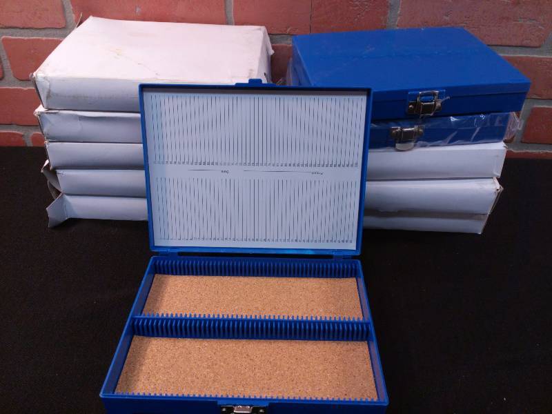 lot 35 image: Plastic Slide Storage Containers