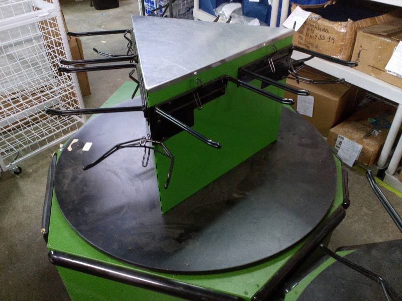 lot 208 image: Pan-Osten Grocery Bag Carousel Platform W T-Shirt Bag Holders
