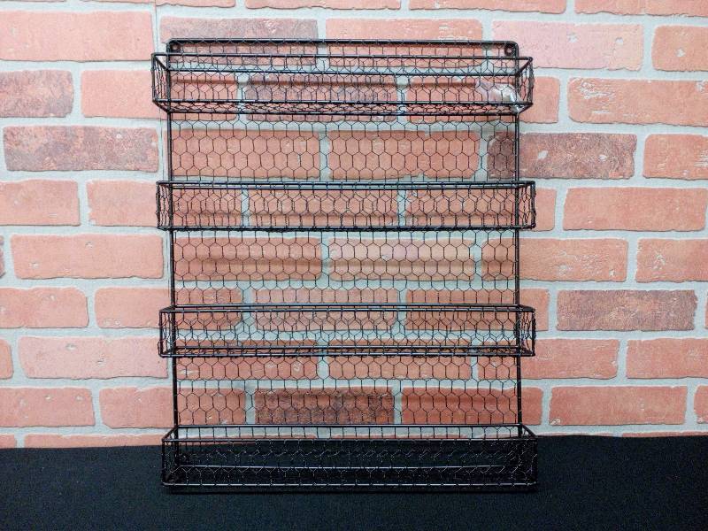 lot 240 image: Metal 4 Shelf Wall Shelf With Chicken Wire